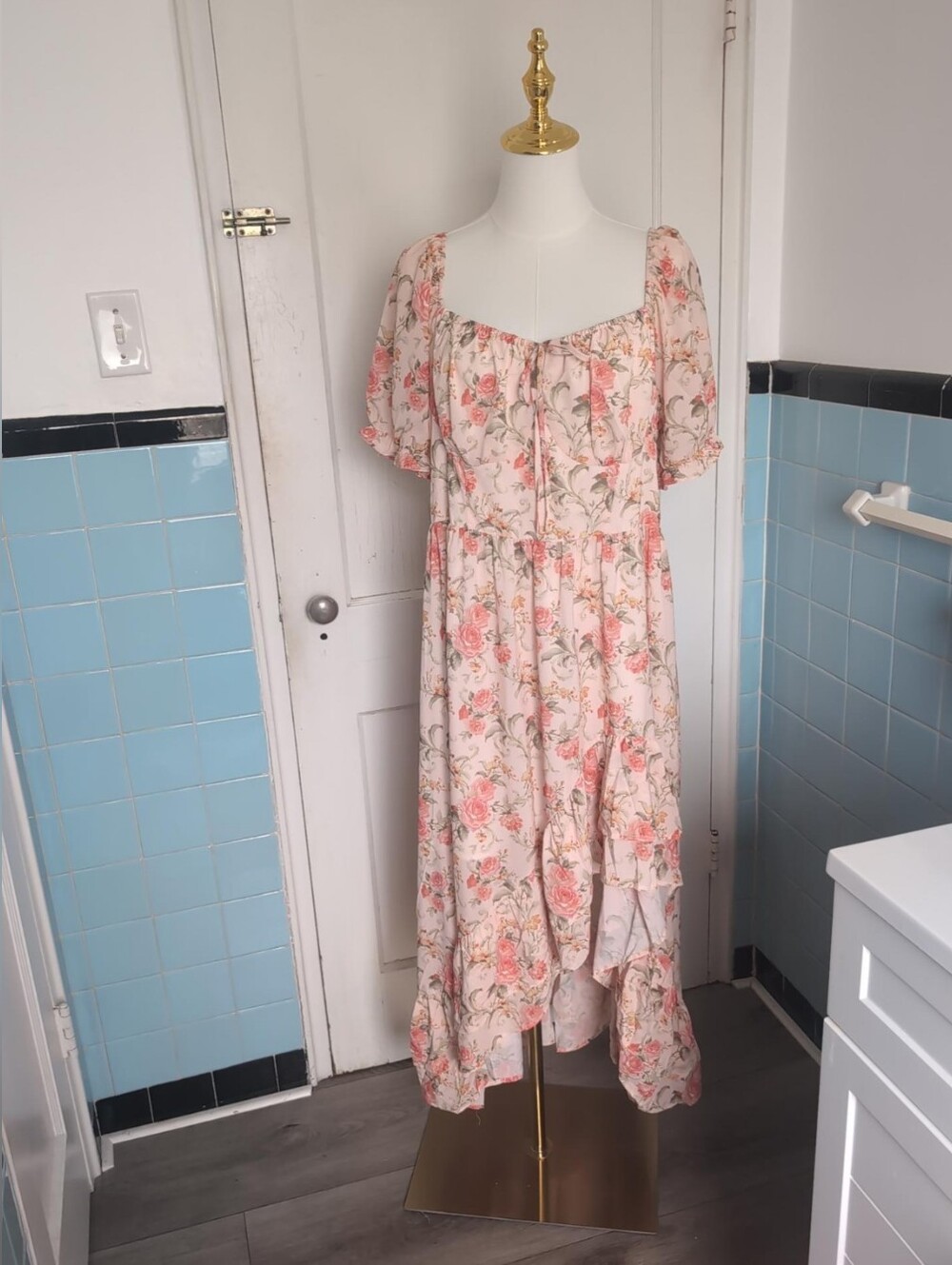 Scarlet Darkness Pink Floral High Low Dress 2XL NWT